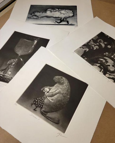 New mezzotints by Pierre Vaquez - just arrived from France!
