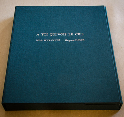This portfolio of five original mezzotints by Mikio Watanabe is presented in a linen covered box. Poetry by Hughes Andre, letterpress text is in French. Edition of 90 plus 15 artist proofs and 3 h.c.1998