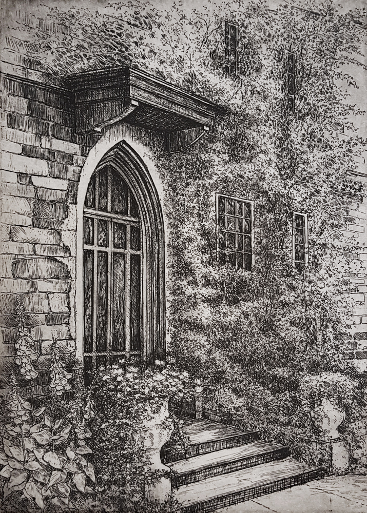 The Porch II, etching by Joseph Wong