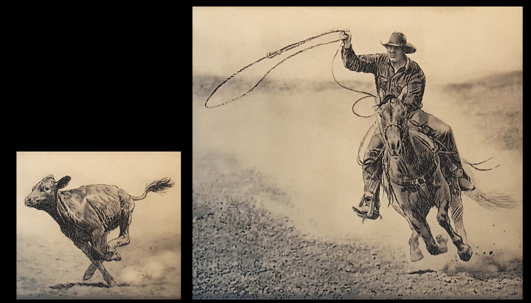 If you Toss a Rope 5 Times and Miss...SET OF 2 etchings