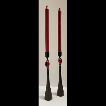 Sekoya Tribal Iron/Burgundy Bead Candlestick