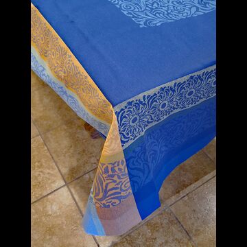 Lea Blue Tablecloth 63" Sq Tablecloth - FRANCE