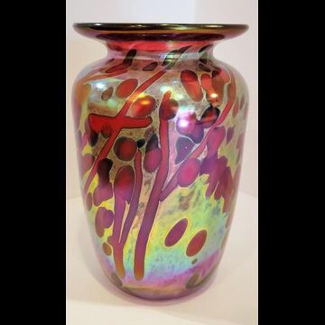 Art Glass Vase red spot medium by Rick Hunter