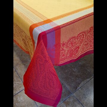 Vania Yellow/Red Tablecloth 98" Tablecloth - FRANCE