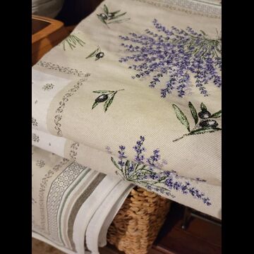 Heavy woven Lavender/Taupe 58" Sq Tablecloth - FRANCE
