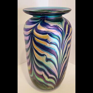 Art Glass Vase Large Cobalt Swirl by Rick Hunter