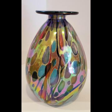 Art Glass Vase Cobalt Drip medium by Rick Hunter
