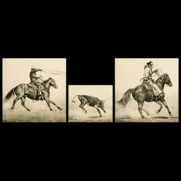 Remarqued "Nobody rides for noth'n...so step up and pay the price!" SET OF 3 etchings - 4 separate pages