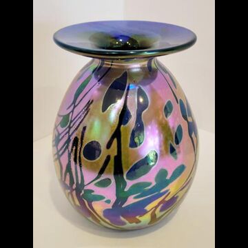 Art Glass Vase Small Cobalt Spotty
