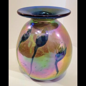 Art Glass Vase Small Cobalt and Gold