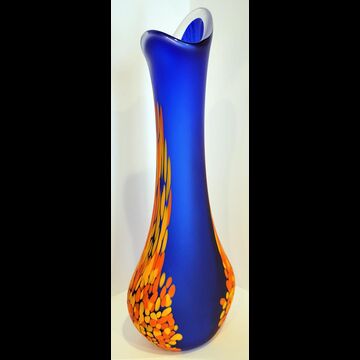 Flavia Vase Cobalt with Orange