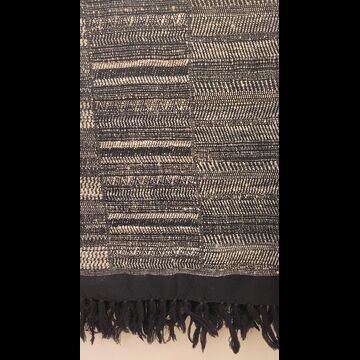 Shawl, Black-tan in hand-woven wool/silk blend