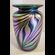 Art Glass Vase cobalt aqua and gold swirl pattern by Rick Hunter